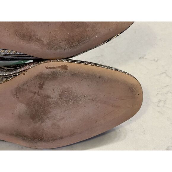 J CREW Jacquard Metallic Smoking Flats LUX Leather Italy Women Size 10 Fast Ship - Picture 13 of 14